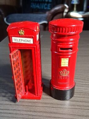 Vintage Red British Telephone Box and Post Box Set